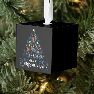 Prettig Chrismukkah Joods feest Hanukkah Kubus Ornament
