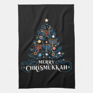 Prettig Chrismukkah Joods feest Hanukkah Theedoek