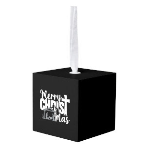 Prettig Christ Mas Christelijk Kerstmis Jezus Fami Kubus Ornament