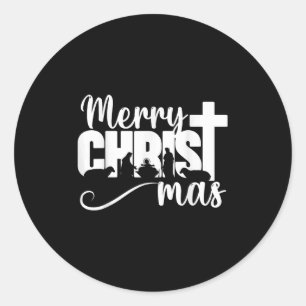 Prettig Christ Mas Christelijk Kerstmis Jezus Kers Ronde Sticker