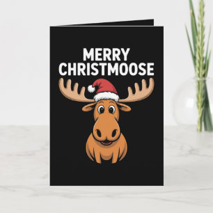 Prettig Christmoose Kerst Moeras Santa Hoed Xmas Kaart