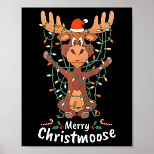 Prettig Christmoose Kerstmis Eland Kerstboom Licht Poster