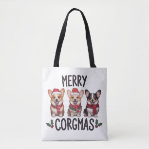 Prettig Corgmas Kerstman Hoed Kerstmis Corgi Hond Draagtas