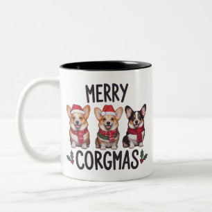 Prettig Corgmas Kerstman Hoed Kerstmis Corgi Hond Tweekleurige Koffiemok