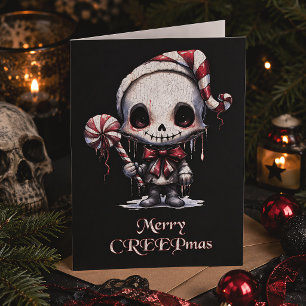 Prettig Creepkerstfeest Griezelig Schattig Skelet Kaart