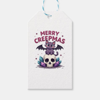Prettig Creepmas Kat Pastel Goth Kerstmis Schedel  Cadeaulabel
