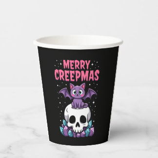 Prettig Creepmas Kat Pastel Goth Kerstmis Schedel  Papieren Bekers