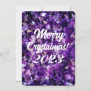 Prettig Crystalmas 2023 Paarse Amethist Kristal Feestdagenkaart