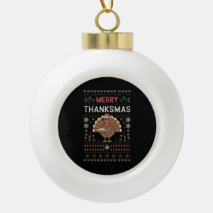 Prettig Dankmas Kerstmis Thanksgiving Kalkoen Keramische Bal Ornament
