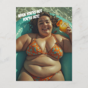 PRETTIG DICKE MEISJE BIKINI TROPISCHE DRANK ANSICH BRIEFKAART