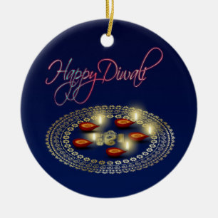 Prettig Divali Ganesha Rangoli - Sieraad Keramisch Ornament