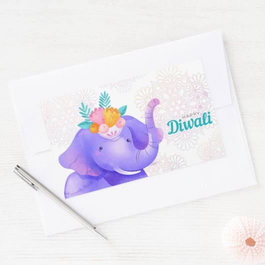 Prettig Divali Rechthoekige Sticker (Envelop)