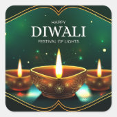Prettig Divali Vierkante Sticker (Voorkant)