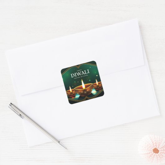 Prettig Divali Vierkante Sticker (Envelop)