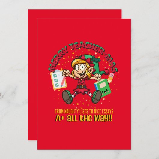 Prettig Docent-feest! Feestdagenkaart (Voorkant / Achterkant)