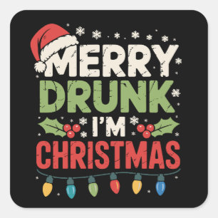 Prettig Dronken Ik Kerstmis Grappige Kerstman Grap Vierkante Sticker