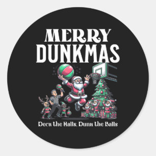 Prettig Dunkmas Grappige Kerstman Sketll Kerst Hum Ronde Sticker