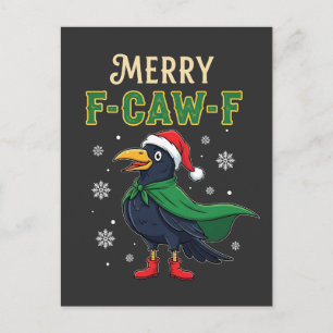 Prettig F-Caw-F Fijne Kerst Raven Kraai Kerstman Aankondigingskaart