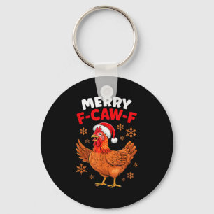 Prettig F-caw-f Grappig Kerstmis Kerstman Kip Sleutelhanger