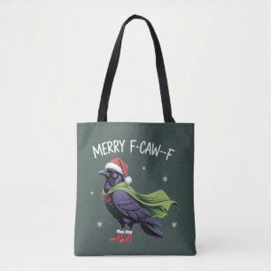 Prettig F-Caw-F Raven Grappig Kerst Kraai Sarcasme Draagtas