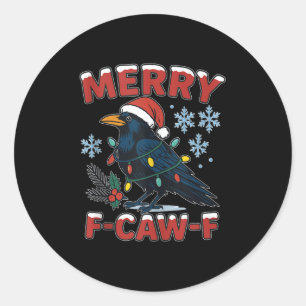 Prettig F-caw-f Raven Grappige Meme Kraai Kerstmis Ronde Sticker