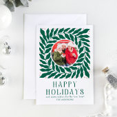 Prettig feest 2 Foto Modern Script Vet Floral Feestdagenkaart