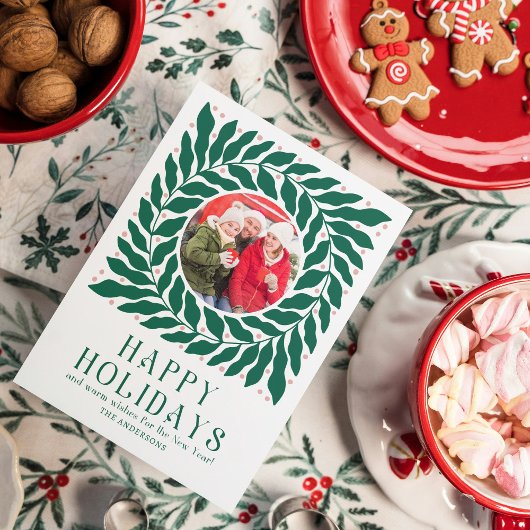 Prettig feest 2 Foto Modern Script Vet Floral Feestdagenkaart