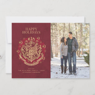 Prettig feest HOGWARTS™ Wapenschild Familie Foto Feestdagenkaart