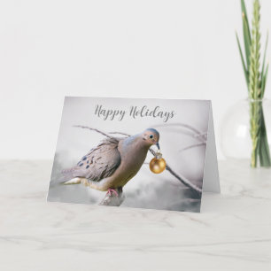 Prettig feest met treurduif en ornament feestdagen kaart