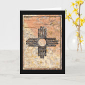 Prettig feest Nieuw-Mexico's Zia Zon Symbool Kaart (Gele Bloem)