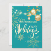 Prettig feestdagen gouden sneeuwvlokken en kerstve kaart (Voorkant)