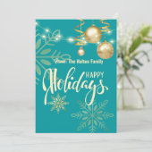 Prettig feestdagen gouden sneeuwvlokken en kerstve kaart (Staand voorkant)