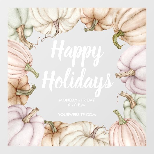 Prettig feestdagen Herfstpompoenen Raamsticker (Vel)