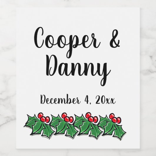 Prettig feestdagen Hulsttakjes, Kerstgroen Wijn Etiket (Enkel label)