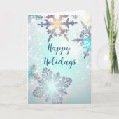 Prettig feestdagen Ijsblauwe sneeuwvlok Bedankkaart (Voorkant)