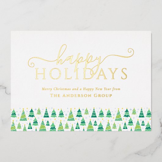 Prettig feestdagen Kerstbomen Zakelijk Logo Goud (Voorkant)