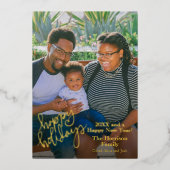 Prettig feestdagen Rood gepersonaliseerd foto goud (Voorkant)