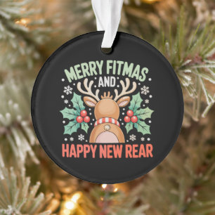 Prettig Fitmas Gelukkig Nieuwjaar Rendier Workout  Ornament