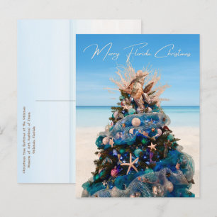Prettig Florida Kerstmis Tropisch Strand en Boom Feestdagenkaart