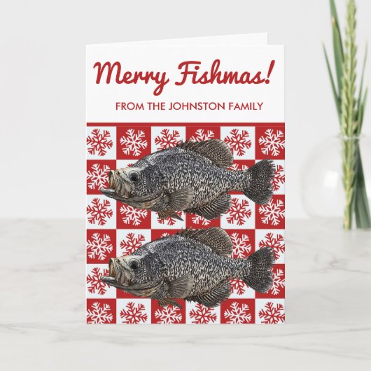 Prettig Forelfeest Black Bass Vissen Sneeuwvlok Fe Kaart (Voorkant)