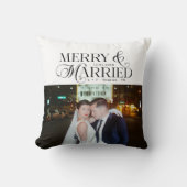 Prettig getrouwd Pasgetrouwd Foto Eerste Kerstmis  Kussen (Voorkant)