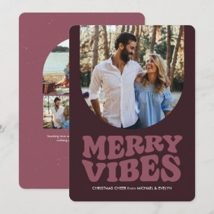 Prettig gevoel leuk retro vier foto Kerstmis Feestdagenkaart