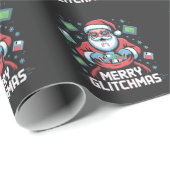 Prettig Glitchkerstmis Codeur Programmeur Kerstman Cadeaupapier (Rol Hoek)