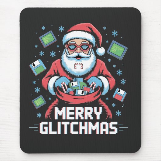 Prettig Glitchkerstmis Codeur Programmeur Kerstman Muismat (Voorkant)
