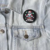Prettig Glitchkerstmis Codeur Programmeur Kerstman Ronde Button 5,7 Cm (In situ)