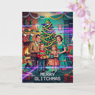 Prettig GlitchKerstmis Kerstkaart Grappige Tech Va Kaart