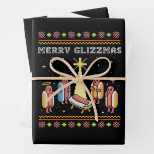 Prettig Glizzmas Lelijke Kerst Hot Dog Kerstmis Inpakpapier Vel