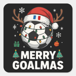 Prettig Goalmas Frankrijk - Grappig Voetbal Kerstm Vierkante Sticker