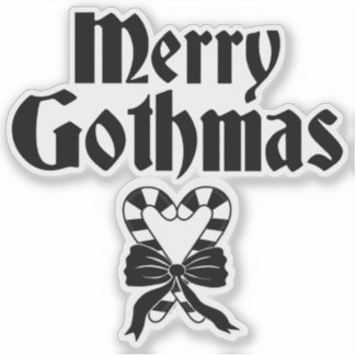 Prettig Gothkerstfeest Zwart-Witte Suikerstokhart Sticker