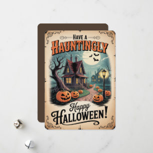 "Prettig griezelig Halloween" Buurt Feestdagenkaart